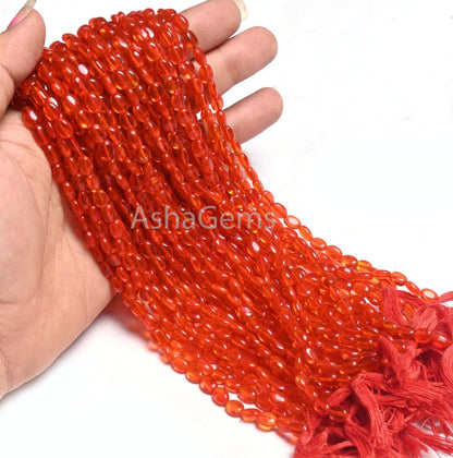 Beautiful Orange Carnelian Color Hydro Smooth Oval Shape Beads,13" Bright Tiger Orange Hydro Plain Handmade Oval Loose Beads Jewelry Crafts