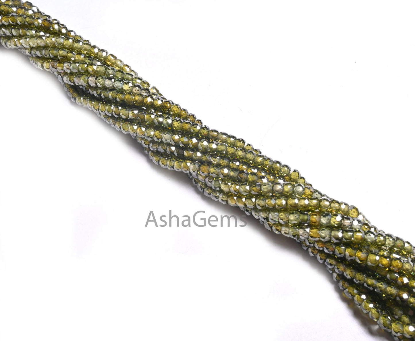 Beautiful Green Zircon Micro Faceted Beads,3.2 mm AAA Dark Olive Green Cubic Zirconia  Machine Cut Rondelle Zircon Beads Jewelry Crafts SALE