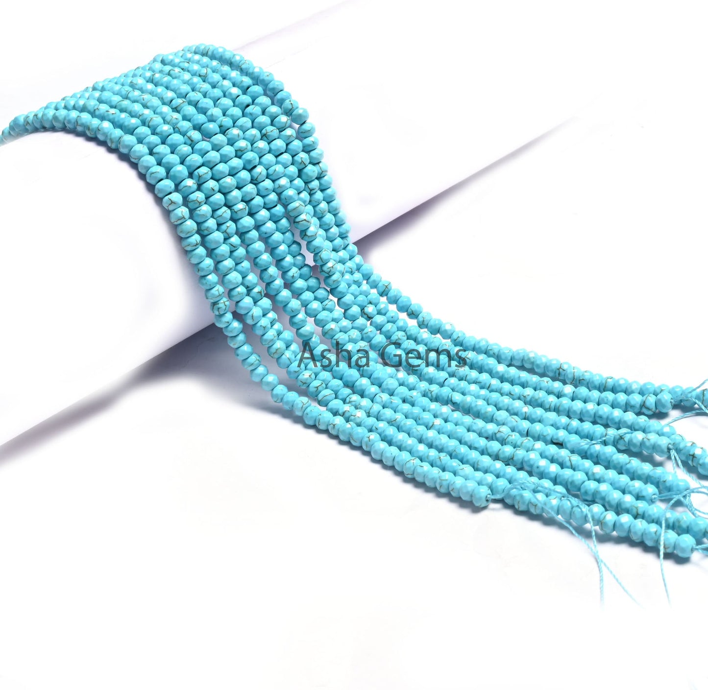 4.5 mm Beautiful Blue Jade faceted Rondelle Shape Beads,14" Strand Blue Turquoise Color Jade Quartz machine cut Gemstone Bead Jewelry Making