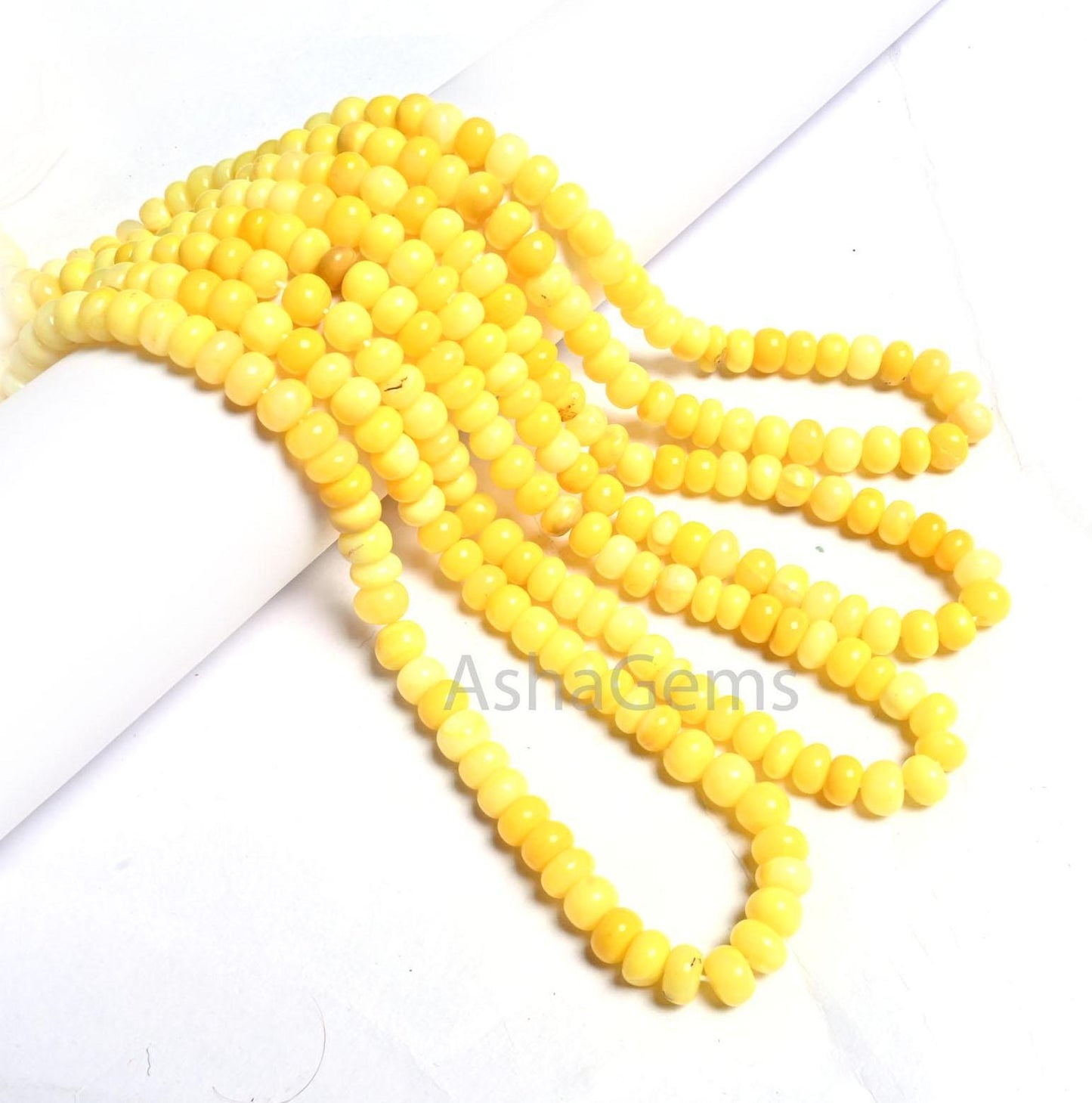 Fine Yellow Opal Smooth Rondelle Shape Beads, Yellow Opal Plain Handmade Gemstone Loose Bead, Opal Beads Necklace making Jewelry Crafts SALE