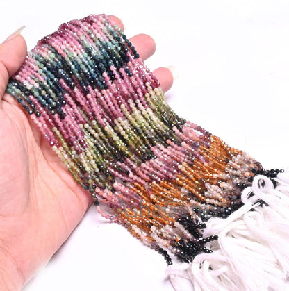 Fine Tourmaline Faceted Rondelle Tiny Gemstone Loose Beads,2.5mm Natural Multi Tourmaline Micro machin Cut Real Tourmaline bead Jewelry SALE