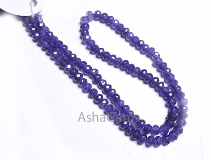 Beautiful Purple Blue Jade Quartz Faceted Rondelle Beads,4.5 mm Amethyst Color Jade Machine Cut Beads, Jade Quartz Beads Jewelry Crafts SALE (15390 c)