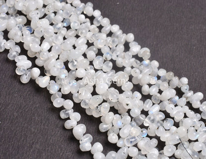Blue Fire rainbow Moonstone Smooth Drops Shape Beads,8" White rainbow Plain Handmade Uneven Teardrop Beads Gemstone Rainbow Moonstone SALE