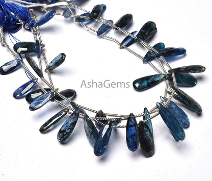AAA Natural Kyanite Faceted Long Pear Shape Beads, Indigo Blue Kyanite Teardrop Beads, Kyanite Fancy Pear Gemstone Beads Jewelry Making SALE