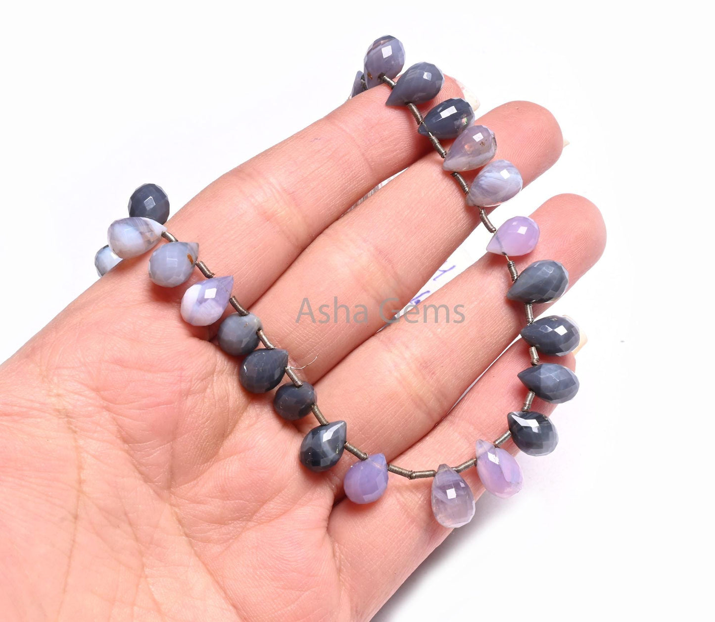 8" Beautiful Lavender, Blue Opal Faceted Drop Shape Gemstone Beads,7-11 mm Shaded Opal Teardrop Briolette Beads, Fine Lavender Beads Jewelry