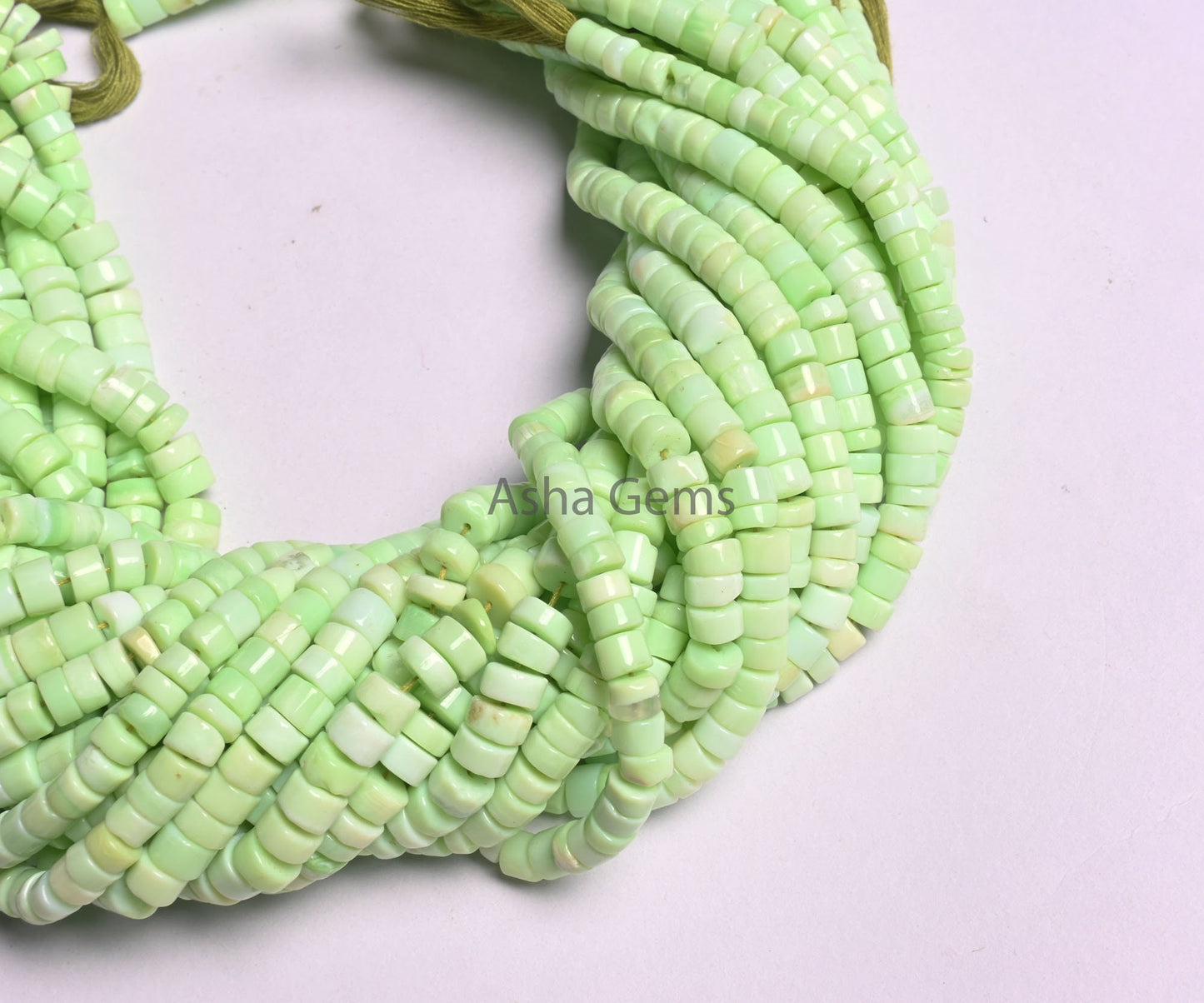 Beautiful Mint Green Opal Smooth handmade Tyre Shape Beads,13" parrot Green Opal wheel Gemstone Center Drill Beads, Fine Opal Beads Jewelry