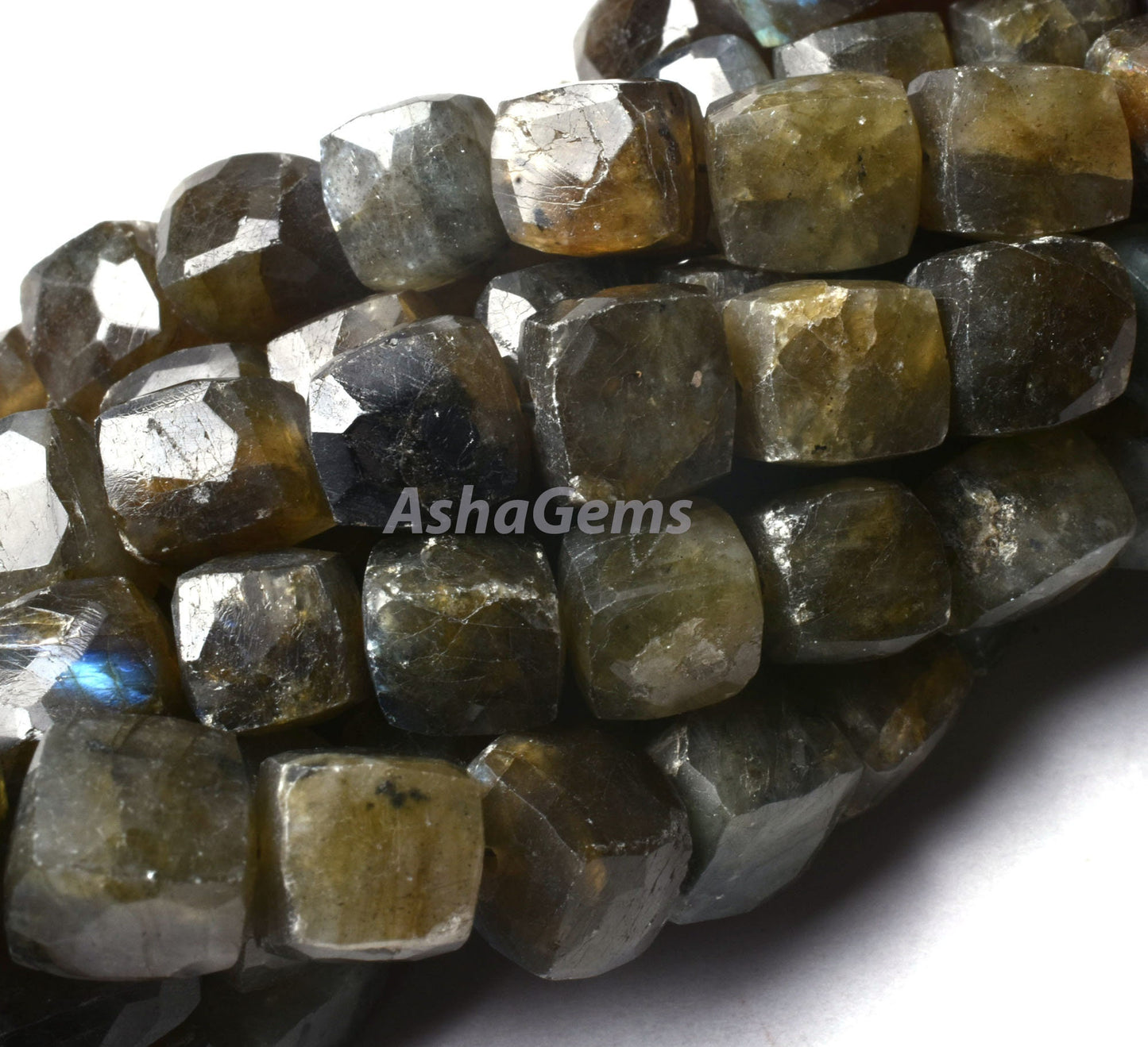 Multi Flash Labradorite Faceted 3D Cube Box Beads, Labradorite Beads,8" Black Rainbow Cube Box Beads Gemstone Faceted Box Shape Beads Craft