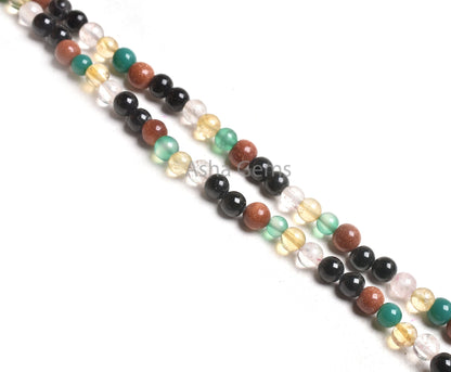 4-4.5 mm Multi Color Stone Smooth round Shape Beads, Mix Color Shaded Gemstone Plain Round Ball Beads,15.5" Disco Bead Jewelry Necklace SALE