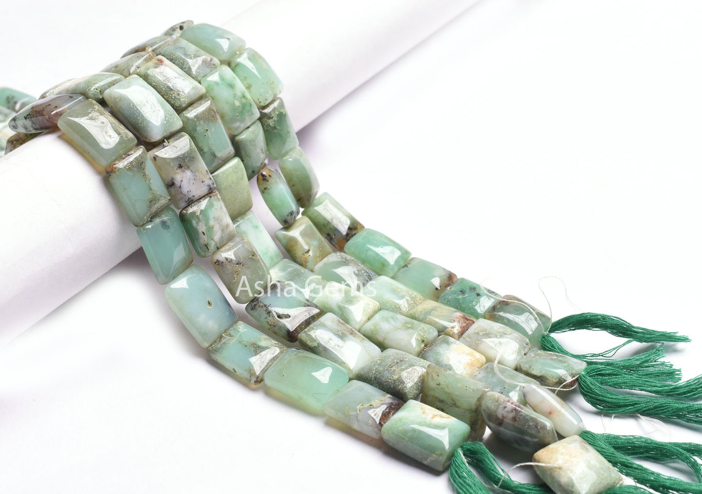 Real Chrysoprase Smooth Chiclet Gemstone Beads,15" Strand Chrysoprase Beads, Natural Light Green Chrysoprase Handmade Rectangle Bead Jewelry