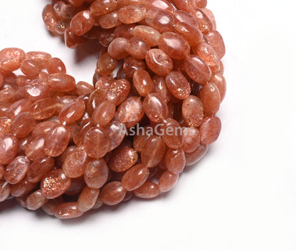 Natural Red Sunstone Smooth Oval Gemstone Loose Beads, Fine Quality Sunstone Oval Handmade Beads, Sunstone bead Jewelry making Necklace SALE