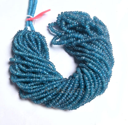Beautiful Neon Blue Apatite Smooth Handmade Rondelle Gemstone Loose Beads,16" Neon Apatite Bead, Blue Apatite Bead Jewelry making Craft SALE