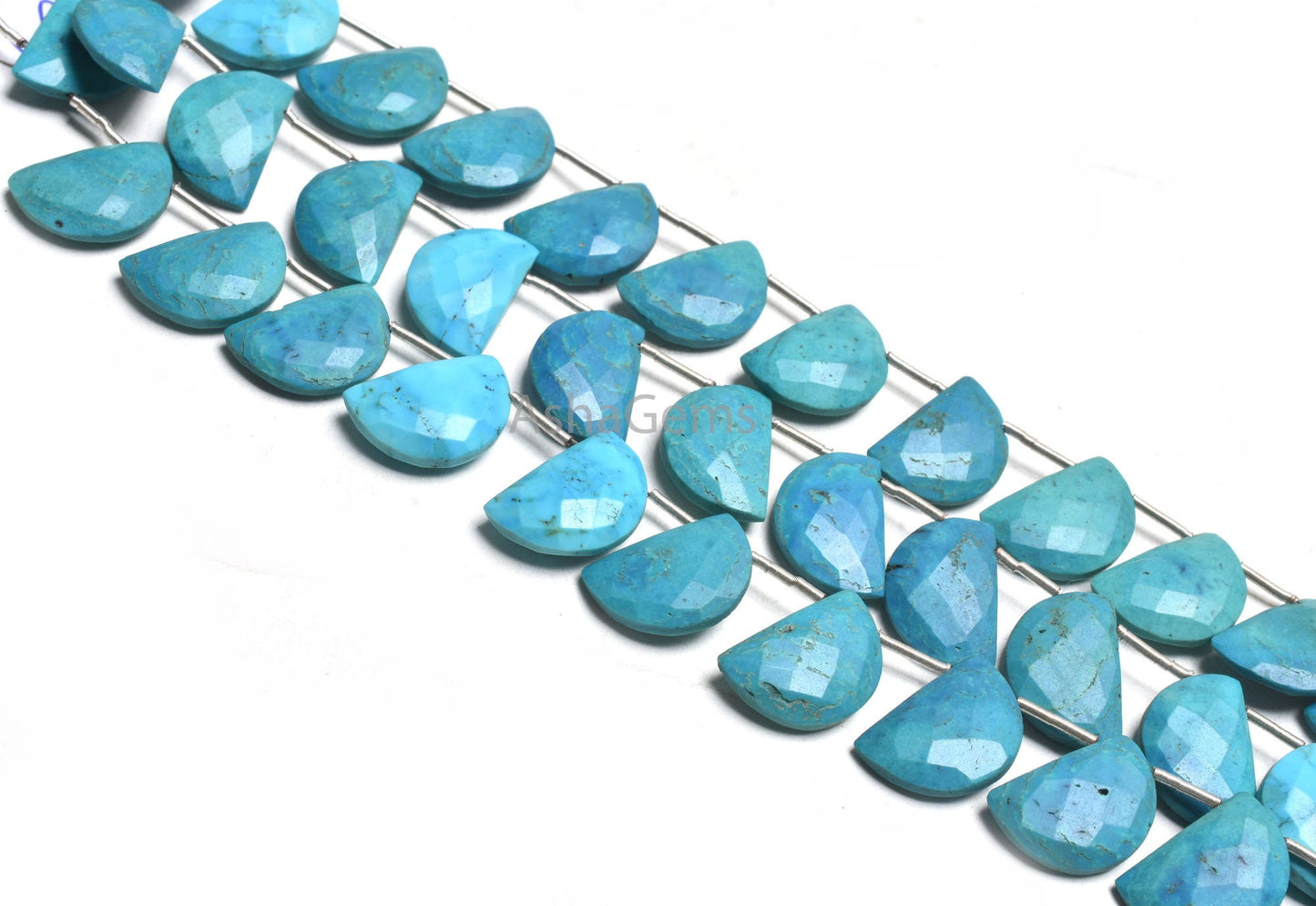 Beautiful Turquoise Howlite Fancy Gemstone Beads,10-15mm Blue Turquoise Faceted D Shape Beads, Turquoise Fancy Briolette Half Moon Bead SALE