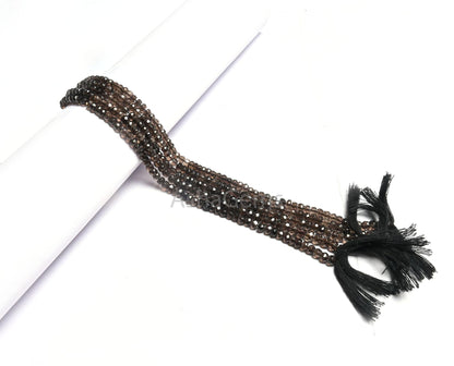 13" strand Smoky Quartz Faceted rondelle Beads, natural Black Smoky Machine Cut Beads Gemstone smoky bead For Necklace Jewelry Making Craft
