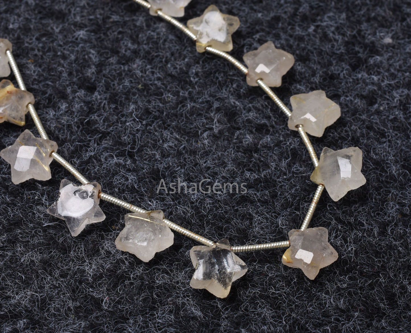 Natural Rutile Faceted Star Briolette Beads,10 mm Light Yellow Golden Rutile Fancy Star Shape Carved Beads Rutile Gemstone Carving Bead SALE
