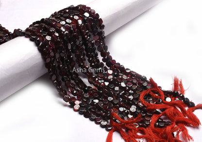 Natural Red Garnet Smooth Coin Beads, 6 mm Uneven Coin Shape Handmade Gemstone Beads, Garnet Straight Drill Flat Coin Beads For Jewelry SALE (AG 10835)