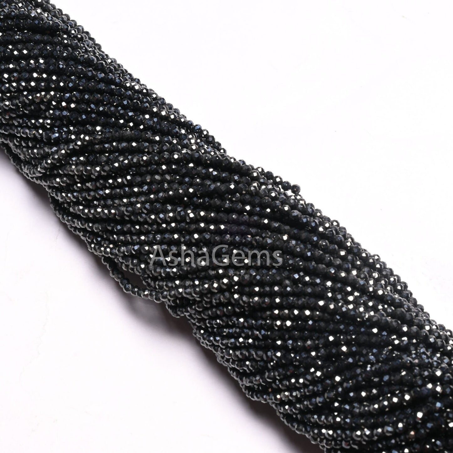 AAA Spinel Grey Coated Faceted Micro Cut Rondelle Gemstone Loose Beads,2.2 mm Black Spinel Diamond Coated Machine Cut Spinal Beads Jewelry