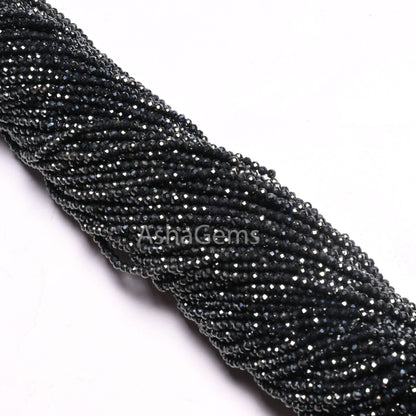 AAA Spinel Grey Coated Faceted Micro Cut Rondelle Gemstone Loose Beads,2.2 mm Black Spinel Diamond Coated Machine Cut Spinal Beads Jewelry