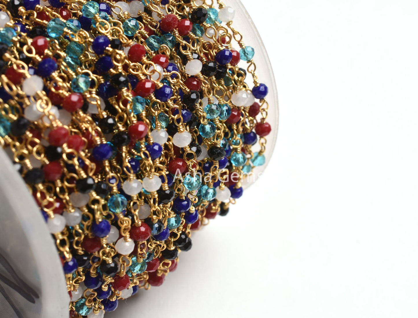 Beautiful Multi Color Stone Hydro Beads Rosary Chain, Disco Faceted Rondelle Bead Chain by feet Gold Plated Wire bulk Roll Chain Crafts SALE