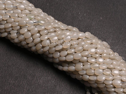 13" Beautiful Grey Moonstone Color Hydro Smooth Oval Shape Handmade Beads,6-7.5mm Light Grey Hydro Plain Oval Bead Jewelry Making Craft SALE