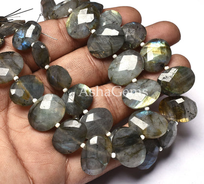 Beautiful Flashy  Black rainbow Faceted Oval Shape Beads,9" Strand Natural Fire Labradorite Fancy Oval Beads, Labradorite Beads Jewelry SALE