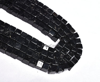 AAA Black Spinel Box Shape Smooth Beads,16" Strand Natural Black Spinel Smooth 3D Cube Box Beads, Spinel Loose Gemstone, Jewelry Craft SALE