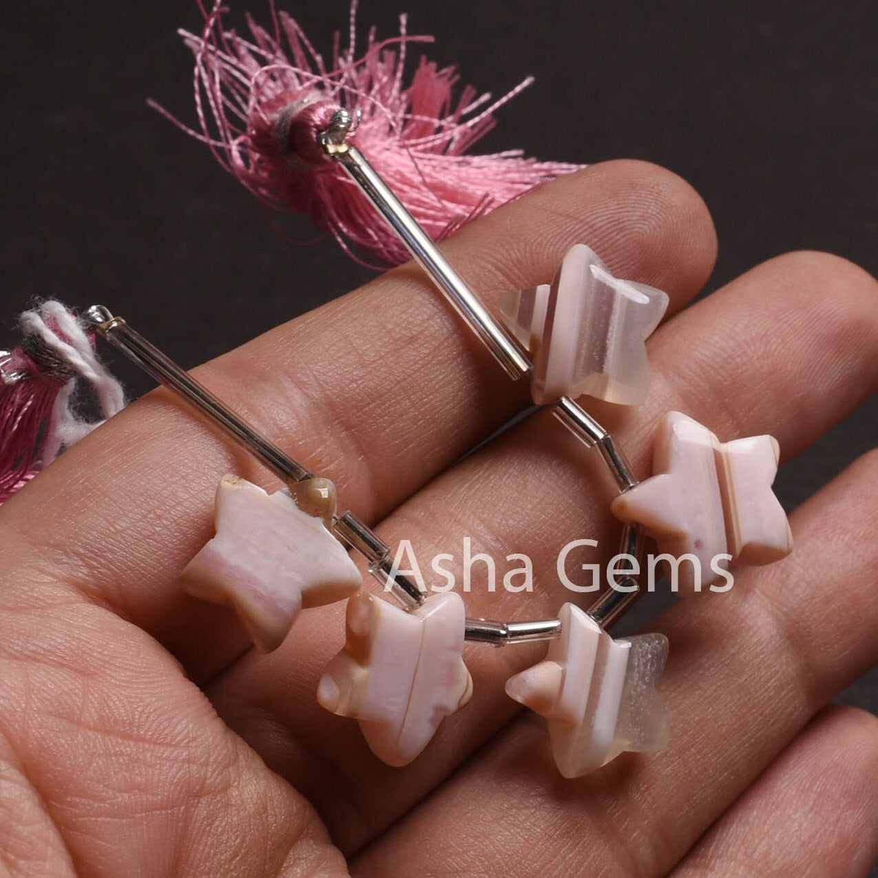 Beautiful Opal Fancy Star Shape Carving Beads, Boulder Pink Opal Smooth Carved Star Gemstone Beads, Opal Side Drill Bead Jewelry Making SALE