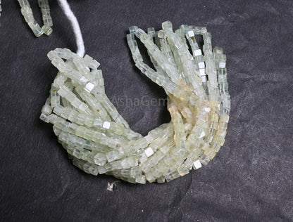 Natural Prehnite Smooth cube Box Shape handmade Tiny Beads, Beautiful Shaded Green Prehnite 3D cube Box Gemstone Bead For Jewelry Craft SALE