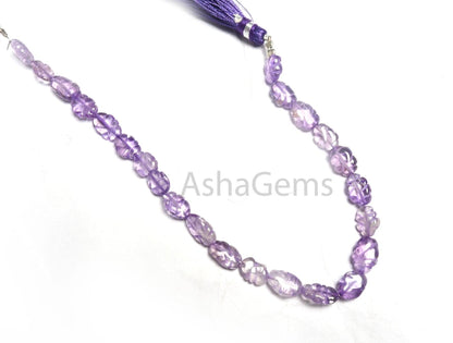 Natural Amethyst Smooth Oval Shape Carving Handmade Beads, Fine Shaded Purple Blue Amethyst Carved Oval Gemstone Amethyst Bead Jewelry SALE