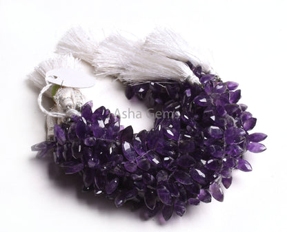 Natural amethyst Faceted Marquise Shape Gemstone Beads,6-12mm Purple Amethyst Fancy Marquise Briolette Bead Amethyst Bead Jewelry Craft SALE