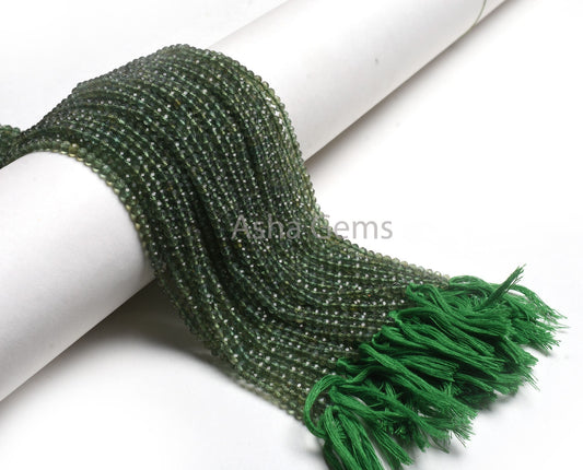 AAA Green Apatite Faceted Rondelle Beads,3.60 mm Natural Apatite Micro Cut Gemstone Beads,13" Strand Green Apatite Machine Cut Beads Jewelry
