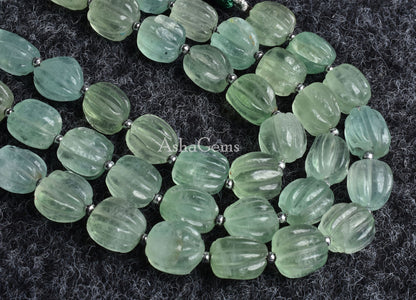 Natural Green Fluorite Uneven Shape Carving Beads, Fine Fluorite Carved Nugget Beads, Fluorite Handmade Carve Puff Nugget Beads Jewelry SALE