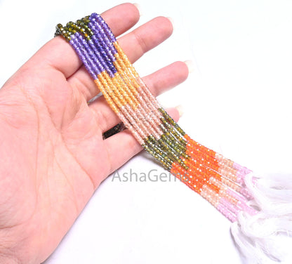 3.2mm AAA Quality Shaded Multi Color Zircon Rondelle Faceted Beads,13"Cubic Zircon Micro Cut Faceted Zircon Bead Necklace Jewelry Craft SALE