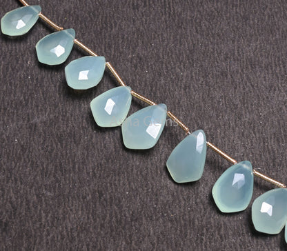 Beautiful Aqua Blue Chalcedony Fancy Shape Beads,10 Piece Strand AAA Chalcedony Faceted Side Drill Briolette Gemstone Beads Jewelry makings