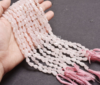 Natural Rose Quartz Smooth Drops Shape Beads, Pink Rose Quartz Teardrop,13 Inch Rose Quartz Straight Drill Drops handmade Beads Handicrafts