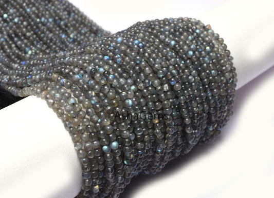 13"Strand Natural Blue Fire Labradorite Smooth Round Gemstone Beads,4 mm Black Rainbow Round Ball Beads Jewelry Craft Labradorite beads Sale