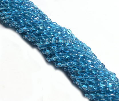 13.5" Fine Quality Blue Topaz Color Hydro Smooth Oval Shape Beads,5.5-7.5 mm Blue Hydro Plain Oval Handmade Beads Jewelry Making Crafts SALE