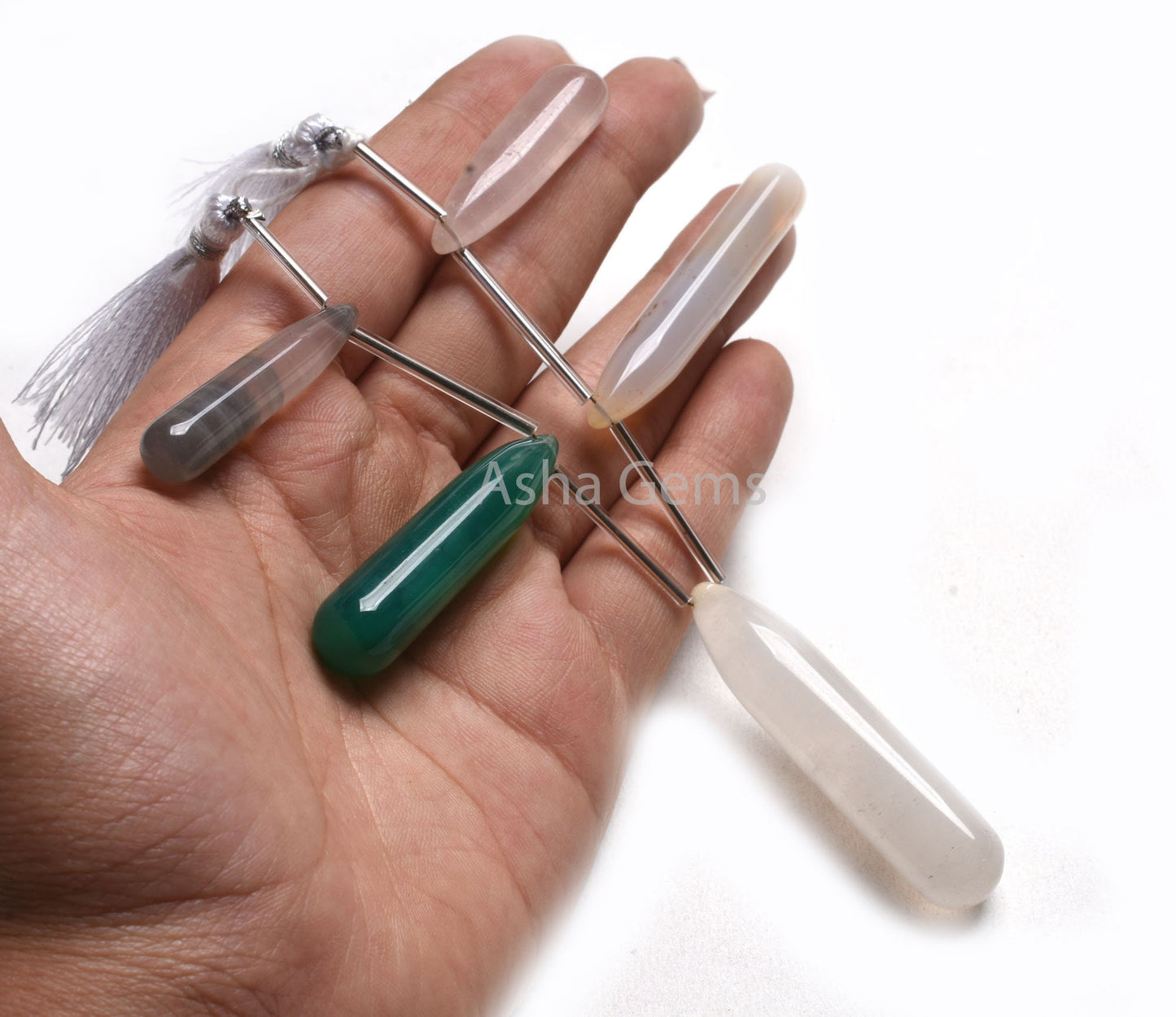 Multi Color Gemstone Fancy Long Drop Shape Beads,8x40-13x50 mm Mix Color Disco smooth Pencil Teardrop Side Drill Bead, Disco Beads Jewelry