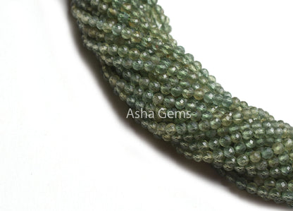 2.50 mm Natural Green Apatite Micro Cut Gemstone Beads, Fine Quality Green Apatite Beads, Apatite Machine Cut Faceted Rondelle Beads Jewelry