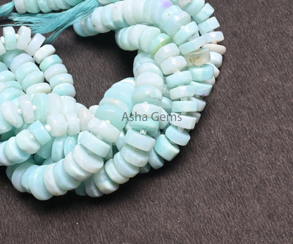 AAA Quality Peru Blue Opal Flat Tyre Shape smooth Gemstone Loose Beads, Sky Blue Opal Wheel Handmade Bead, Opal Bead Jewelry Handicraft SALE