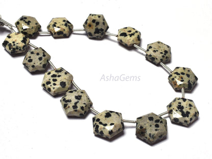 Beautiful Dalmation Jasper Fancy Hexagon Shape Faceted Beads,11-13.5 mm Natural Dalmation Jasper 6 Corner Gemstone beads, Jasper Beads Craft
