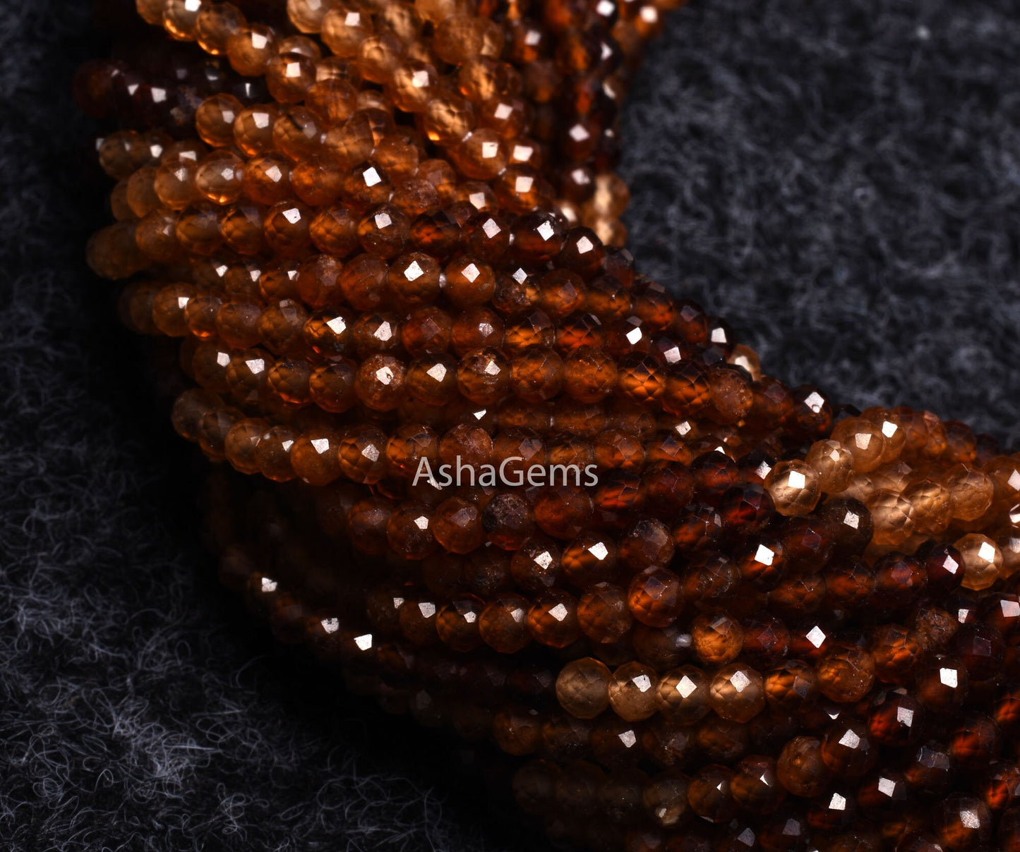 3 mm Genuine hessonite Faceted rondelle Shape Gemstone Beads Shaded Brown Hessonite Micro Faceted Machine Cut Beads, AAA Hessonite Bead SALE ( 11438)