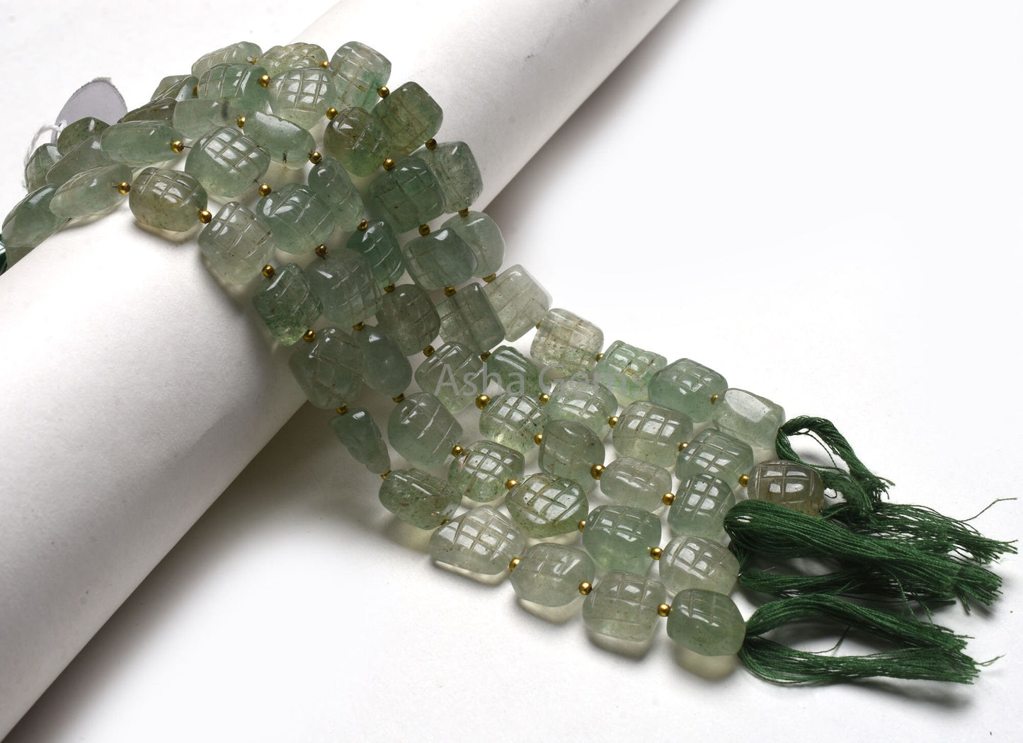 Fine Green Strawberry Carving Fancy Beads, Strawberry Quartz Uneven Square Nugget Shape Carved Gemstone Beads, Strawberry Quartz Beads Craft