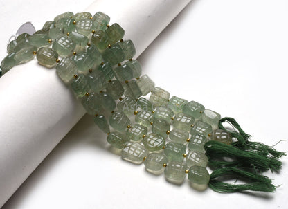 Fine Green Strawberry Carving Fancy Beads, Strawberry Quartz Uneven Square Nugget Shape Carved Gemstone Beads, Strawberry Quartz Beads Craft