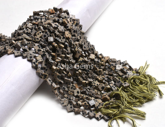Beautiful Dalmatian Jasper Fancy Kite Shape Beads,6.5-7 mm Natural Dalmatian Stone Smooth Square Gemstone Bead, Dalmatian Bead Jewelry SALE
