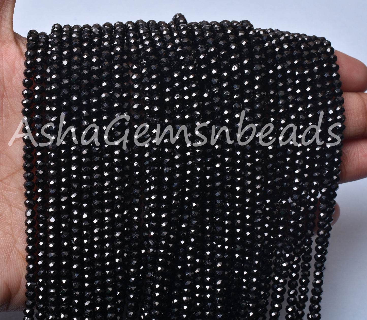 13"Strand Black Spinel Micro Cut Rondelle Faceted Gemstone Beads,3 mm,AAA Quality,Black Spinel Beads,Jewelry Making Crafts,Spinel Faceted
