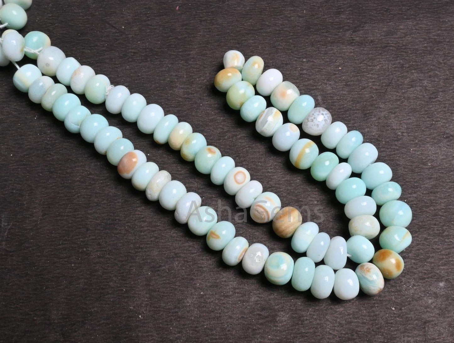 Beautiful Shaded Peru Blue opal Smooth Gemstone Loose Beads, Shaded Sky Blue Opal Plain Handmade Uneven Rondelle Opal Beads Jewelry Necklace