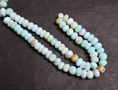 Beautiful Shaded Peru Blue opal Smooth Gemstone Loose Beads, Shaded Sky Blue Opal Plain Handmade Uneven Rondelle Opal Beads Jewelry Necklace