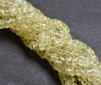 Fine Lemon Quartz Smooth Rondelle Shape Gemstone Beads,18"Strand Natural Lemon Plain Handmade Gemstone Beads Natural Lemon Bead Jewelry SALE