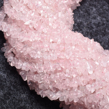 Fine Natural Rose Quartz Uncut Chips Raw Gemstone Beads,34"Strand pink Rose Quartz Smooth tiny Nugget Rough Beads, Rose Quartz Bead Jewelry