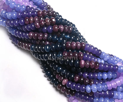 Beautiful Multi Blue Jade Quartz Smooth Rondelle Gemstone Beads,8 mm Disco Shaded Blue Brown Lavender Color Quartz Bead Jewelry making Craft (AG 12306)